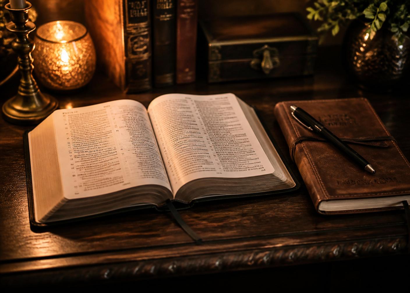 Open Bible with journal